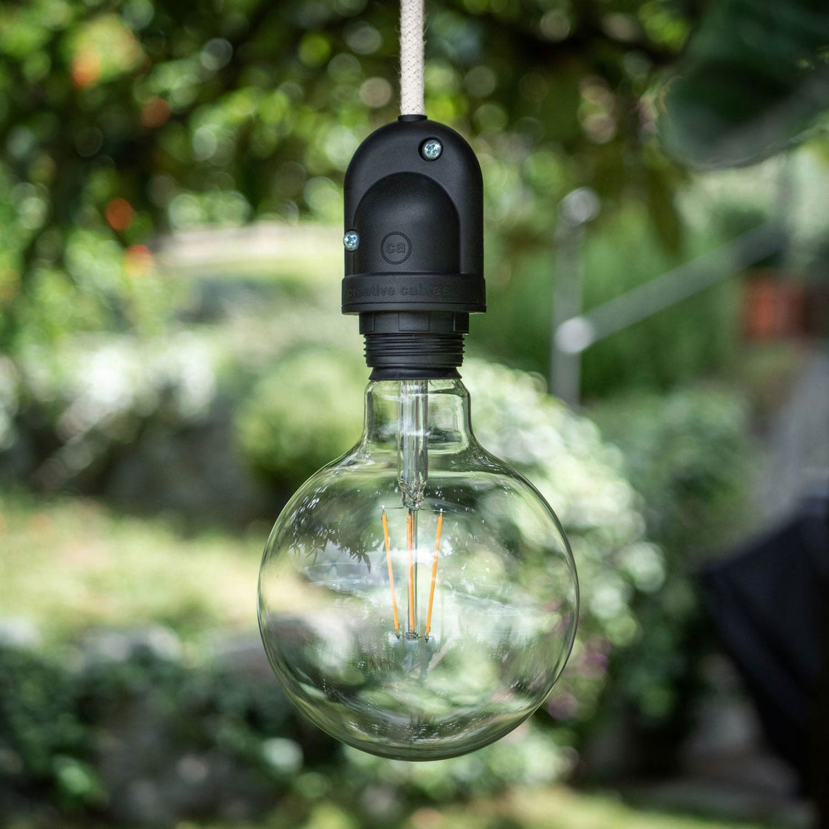 Modulair Lampada per paralume da esterni con 1,5 m cavo tessile, rosone e portalampada IP65 waterproof - Bianco