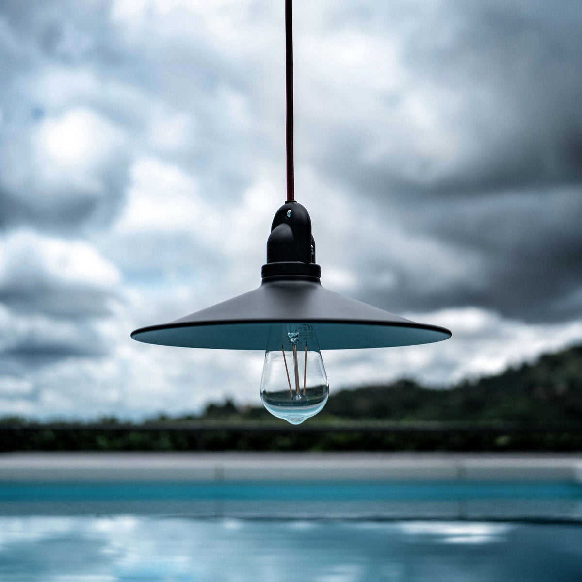 Modulair Lampada per paralume da esterni con 1,5 m cavo tessile, rosone e portalampada IP65 waterproof - Grafite