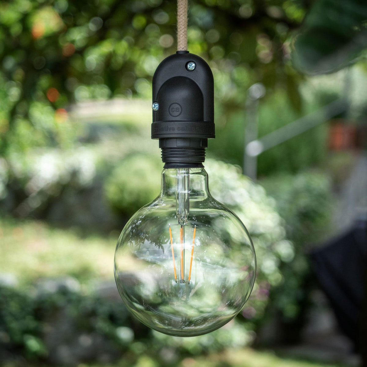 Modulair Lampada per paralume da esterni con 1,5 m cavo tessile, rosone e portalampada IP65 waterproof - Mostarda