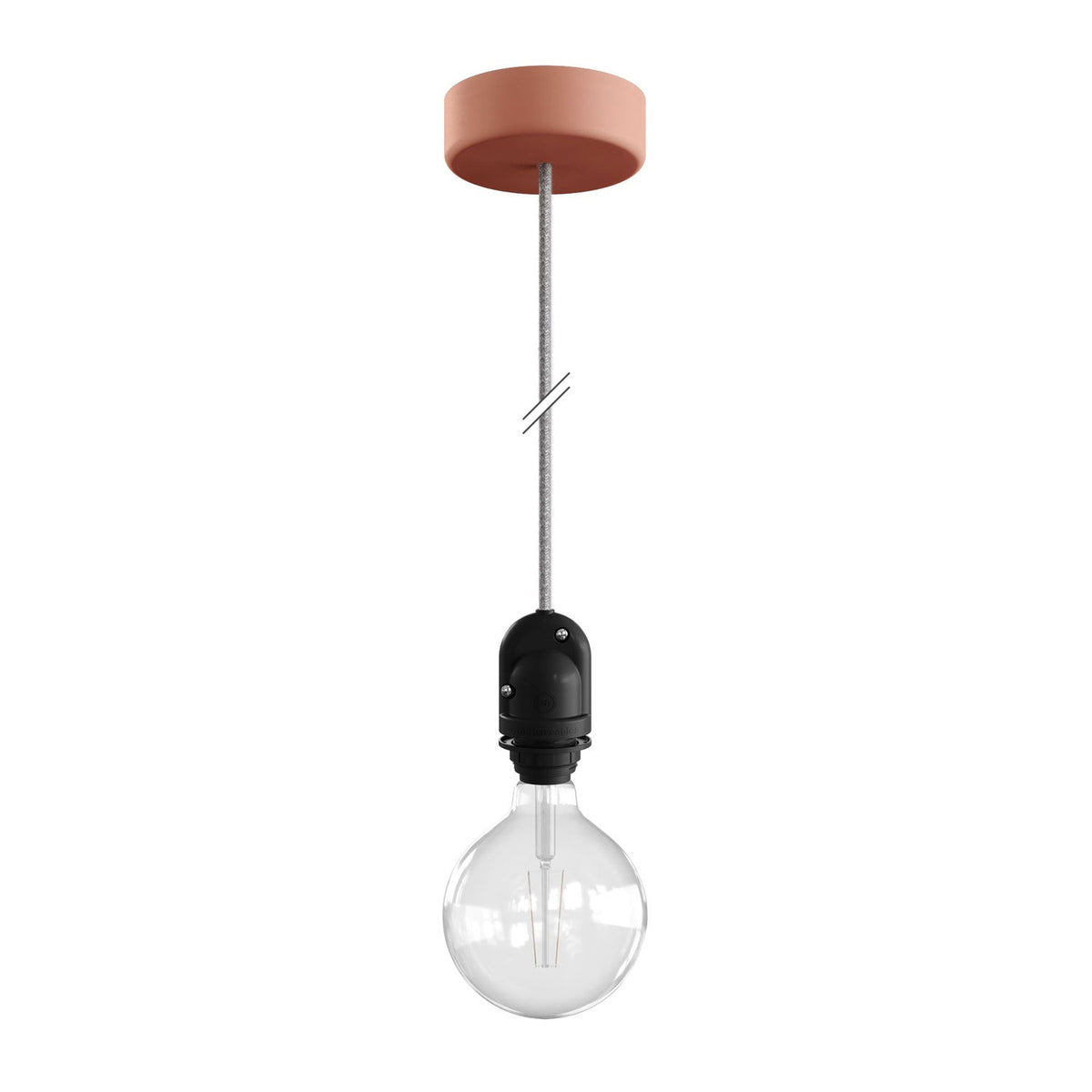 Modulair Lampada per paralume da esterni con 1,5 m cavo tessile, rosone e portalampada IP65 waterproof - Salmone