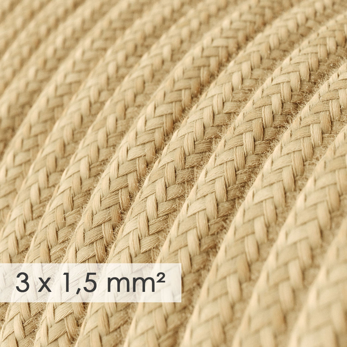 Multipresa francese con cavo in juta di colore neutro e spina Schuko con anello comfort