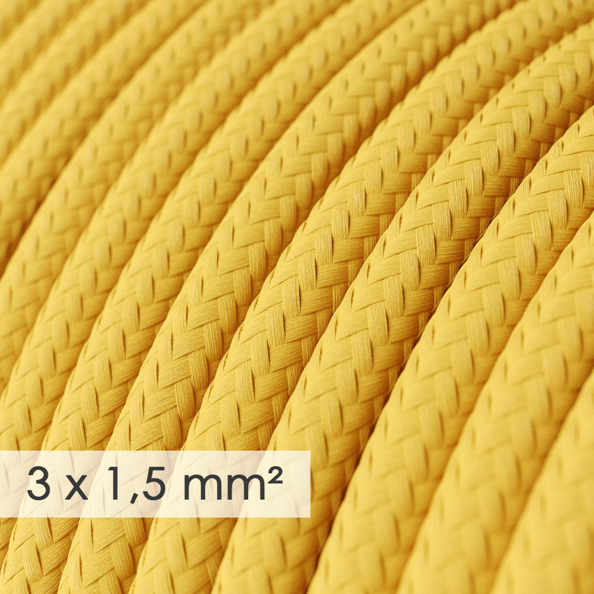 Multipresa francese con cavo in tessuto giallo lucido e spina Schuko con anello comfort