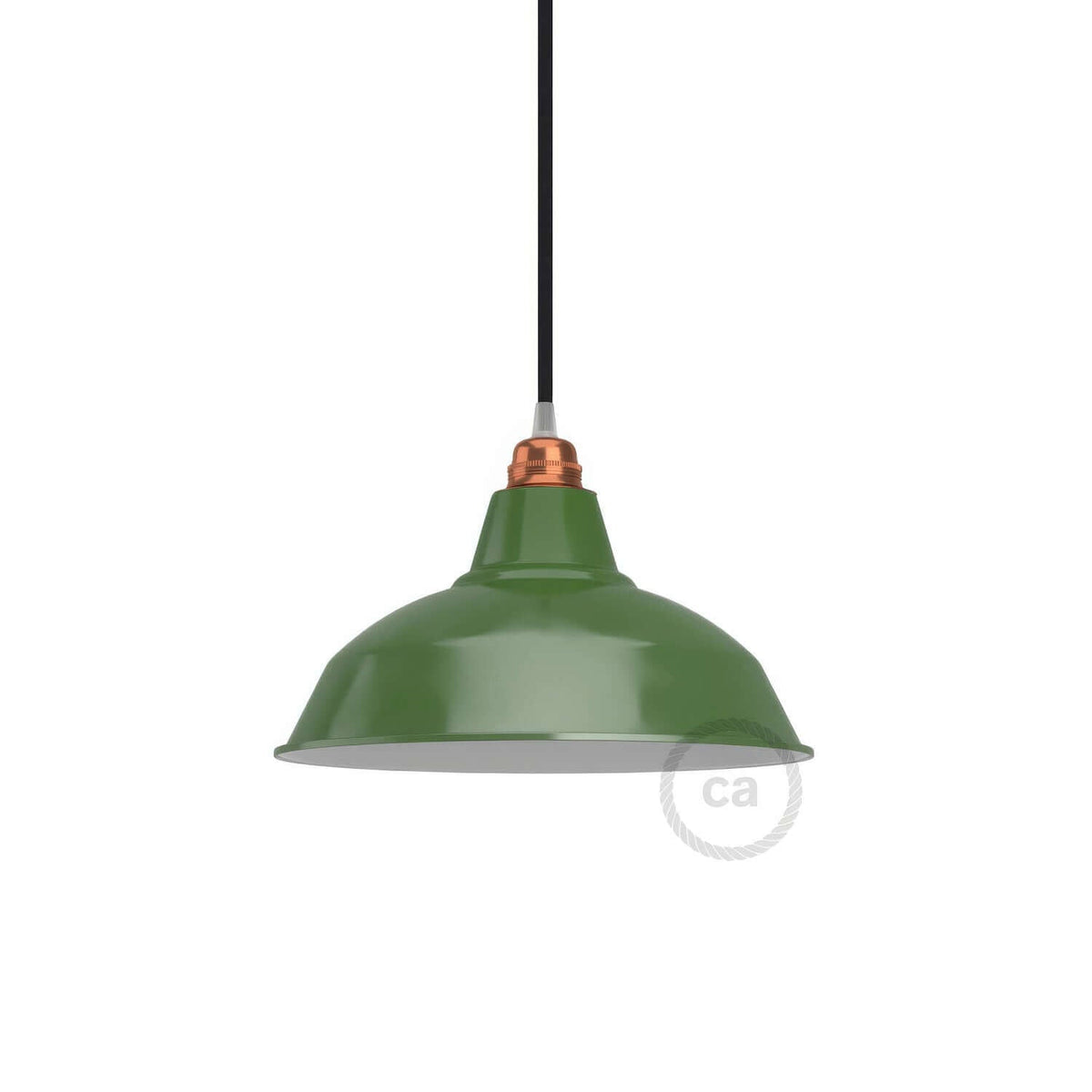 Paralume Bistrot in metallo smaltato con attacco E27, diametro 30 cm - Verde