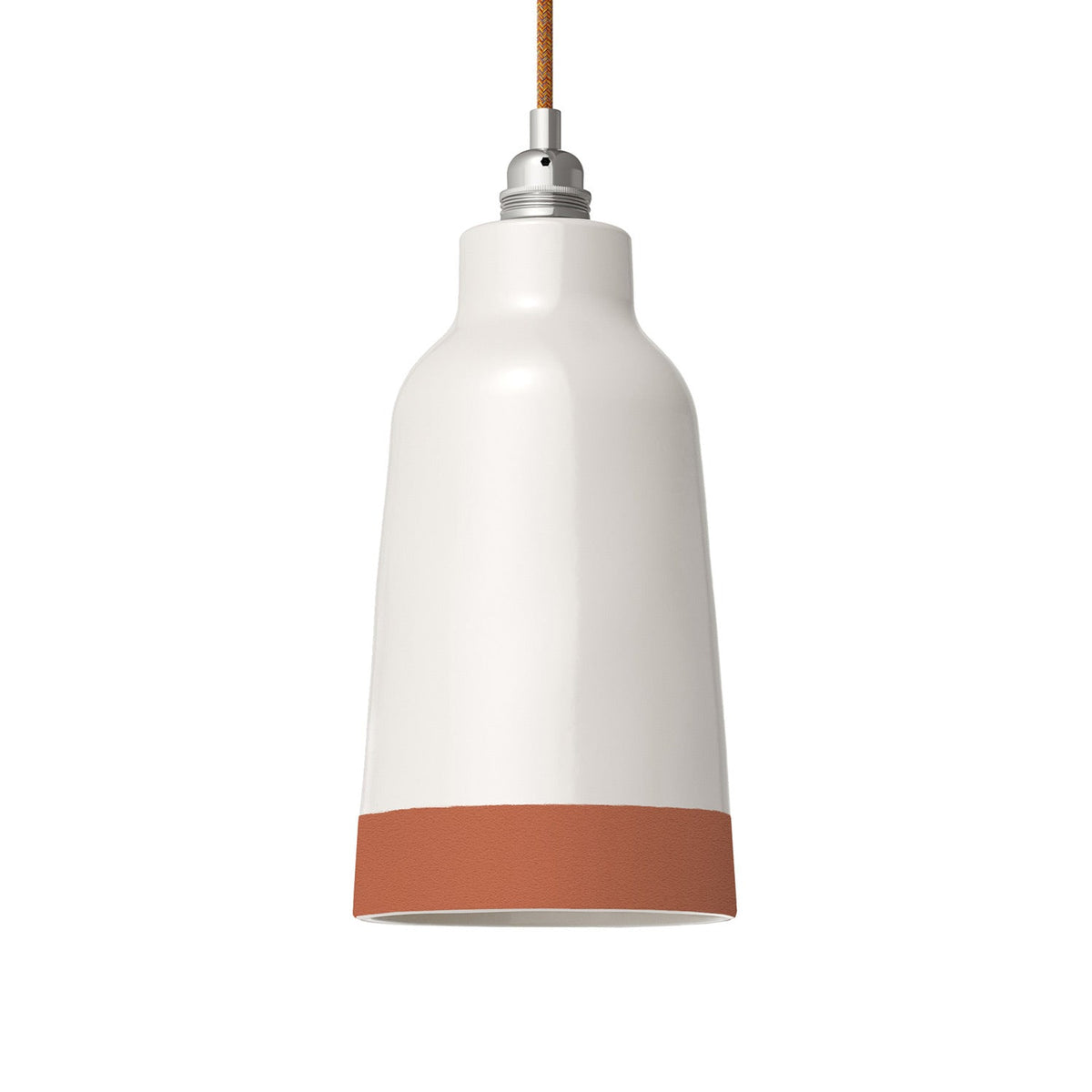 Paralume Bottiglia bicolore in ceramica Bianco e Terracotta, collezione Materia - Made in Italy