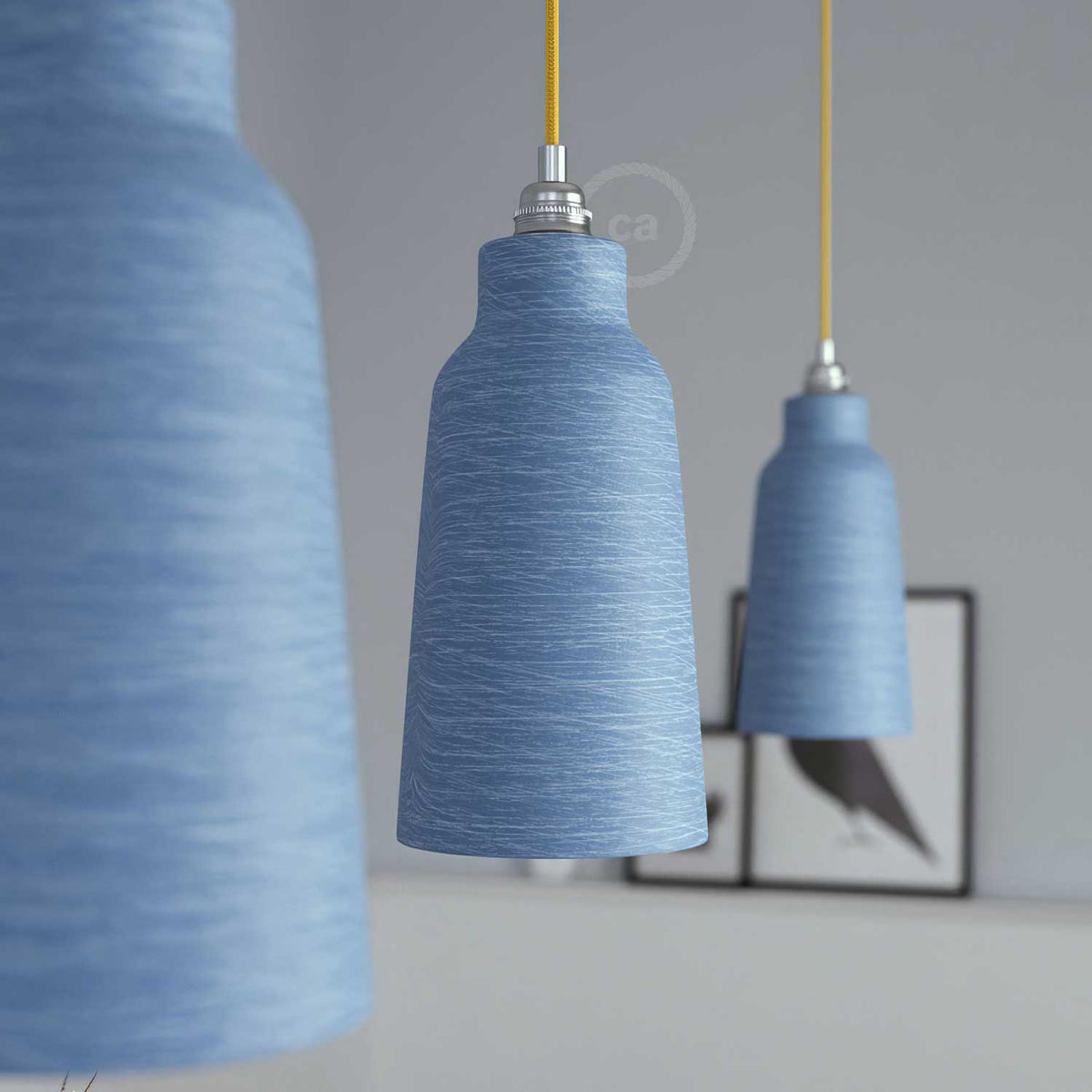 Paralume Bottiglia in ceramica, collezione Materia - Made in Italy - Avion striato