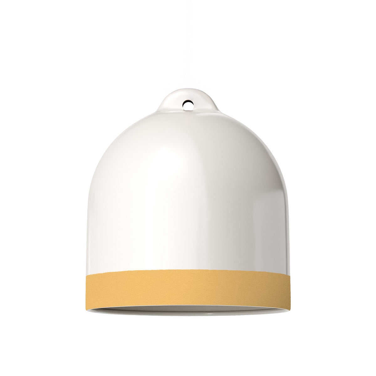 Paralume Campana M bicolore in ceramica Bianco e Giallo, collezione Materia - Made in Italy