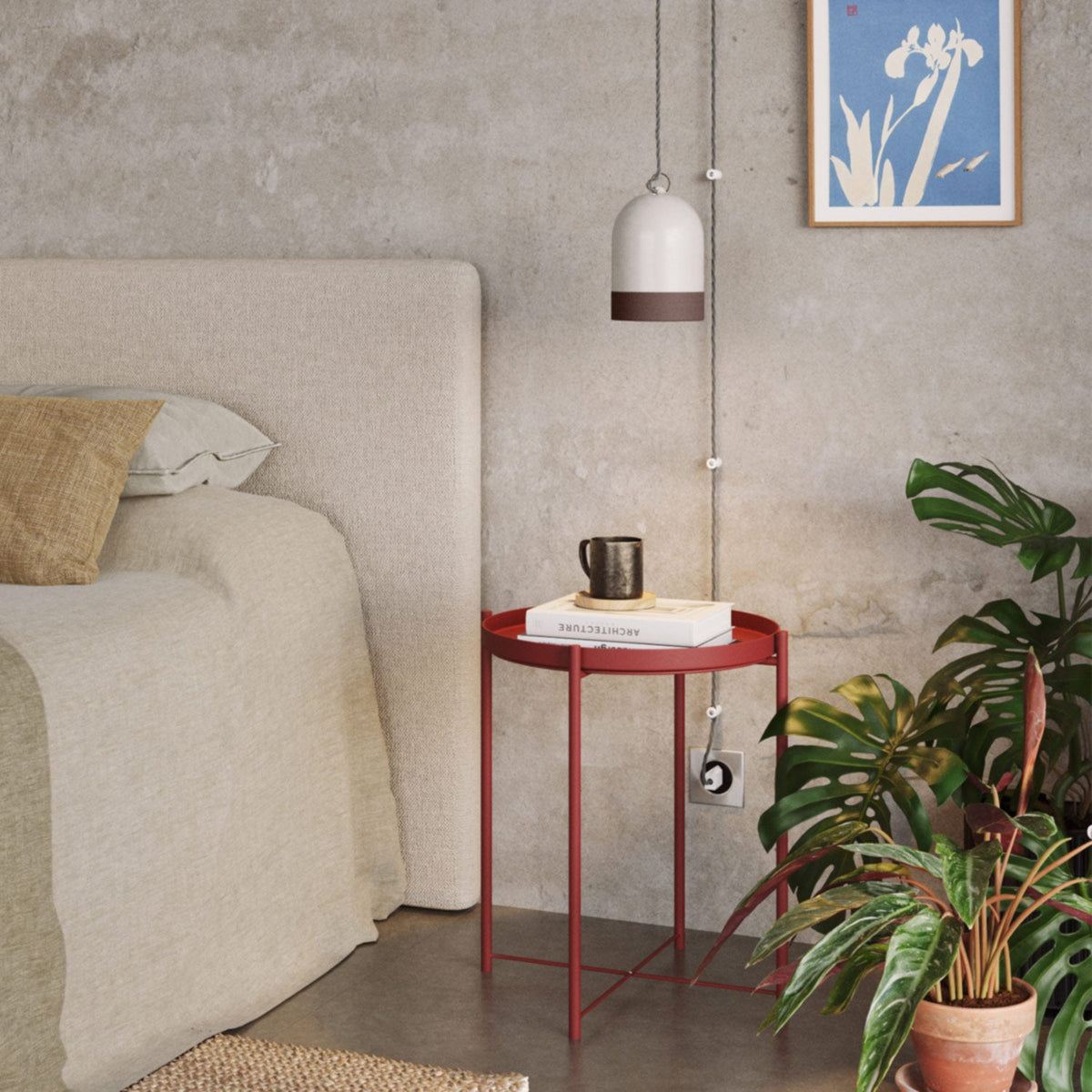 Paralume Campana Mini XS bicolore in ceramica Bianco e Marrone, collezione Materia - Made in Italy