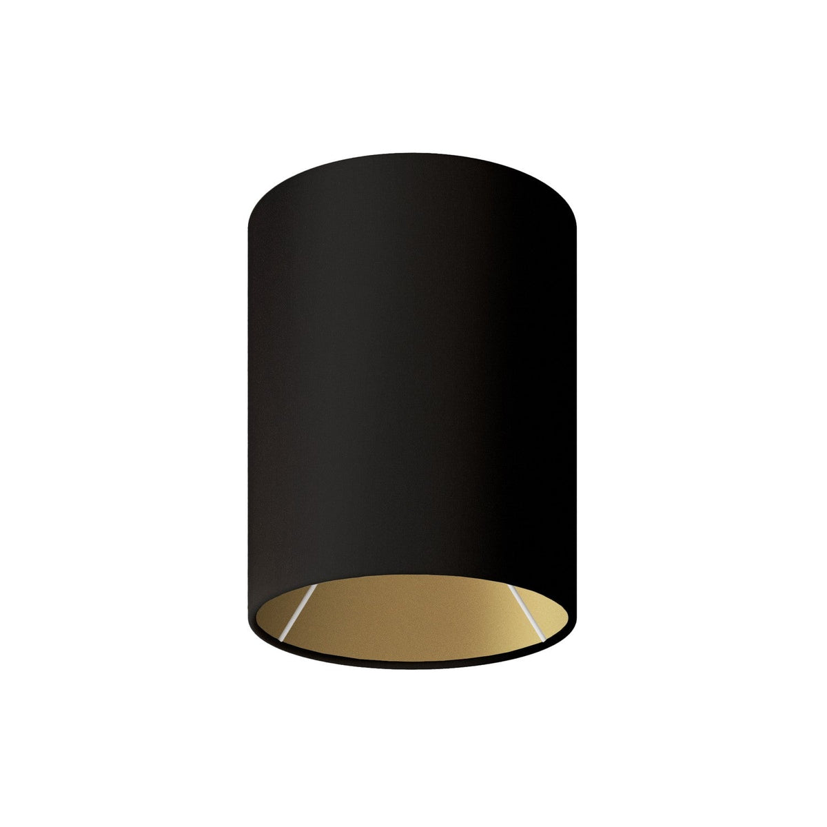 Paralume Cilindro S in tessuto con attacco E27 - Made in Italy - Nero/Oro