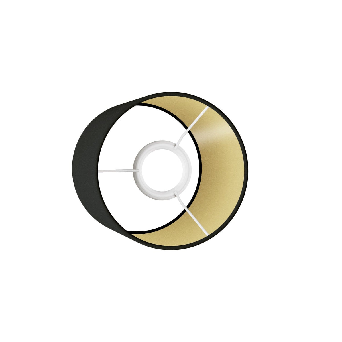 Paralume Cilindro S in tessuto con attacco E27 - Made in Italy - Nero/Oro