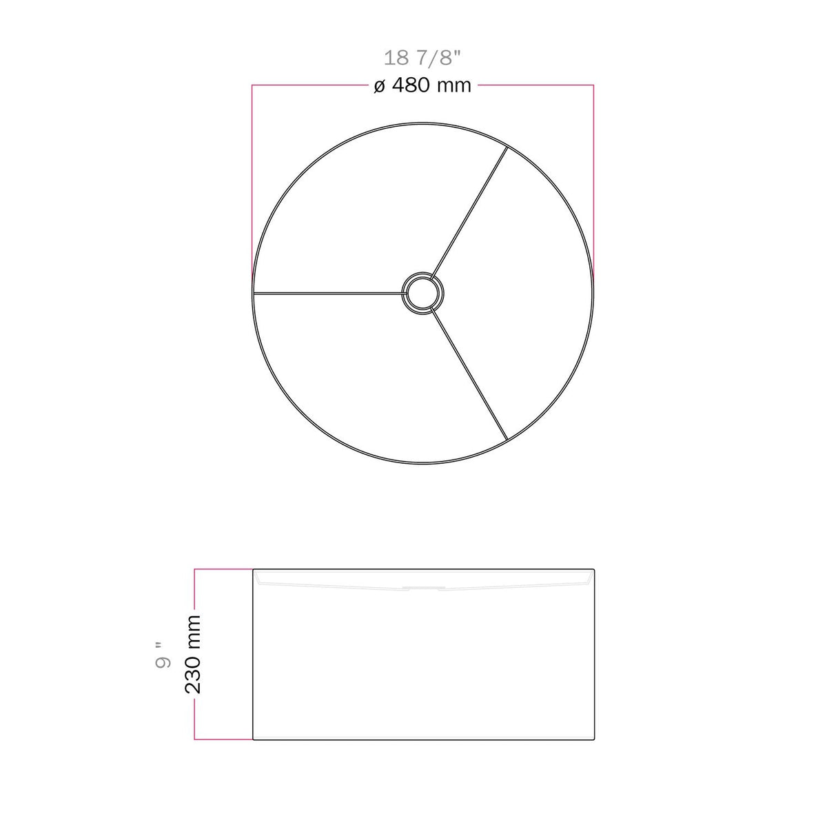 Paralume Cilindro XL in tessuto con attacco E27 - Made in Italy - Raphia
