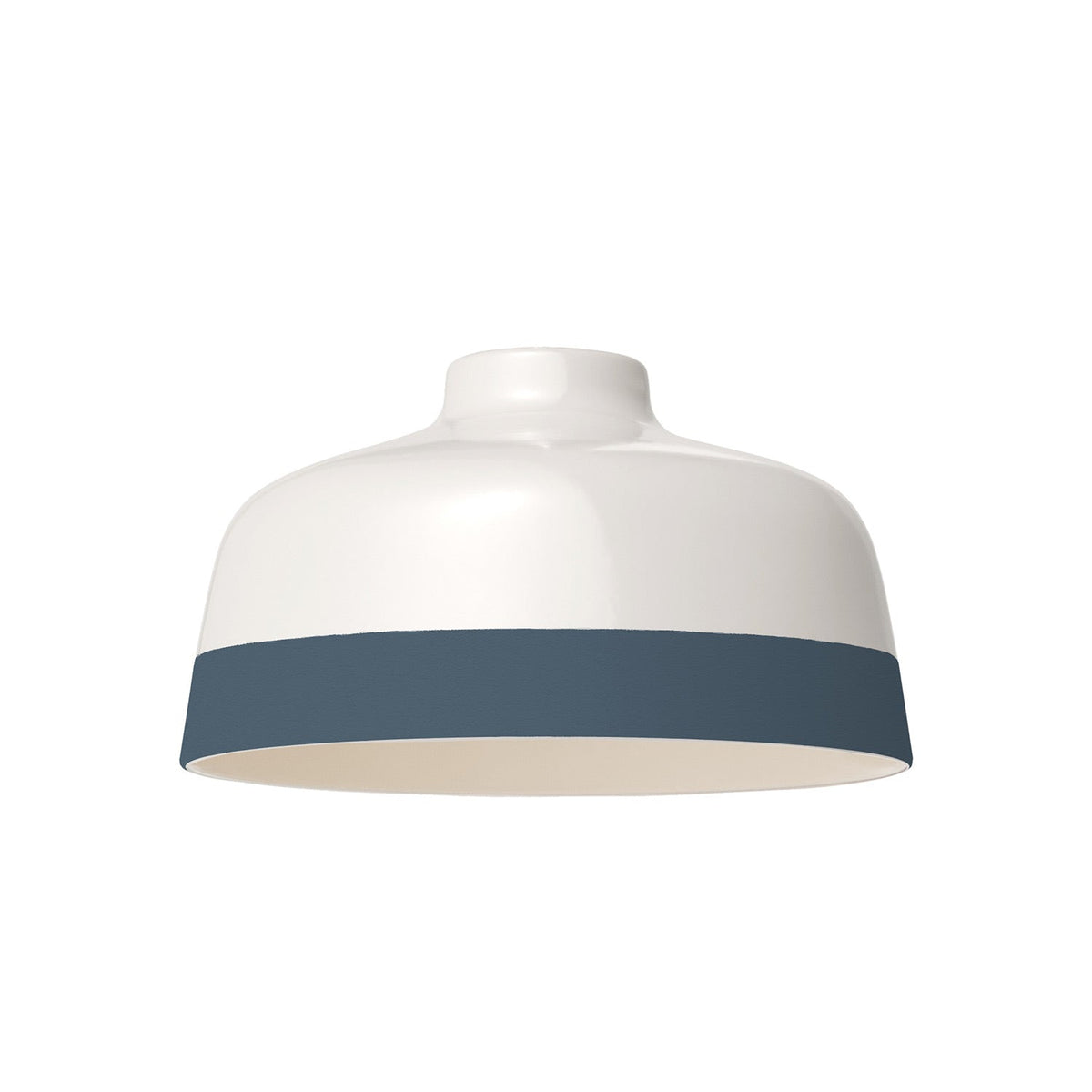 Paralume Coppa bicolore in ceramica Bianco e Petrolio, collezione Materia - Made in Italy