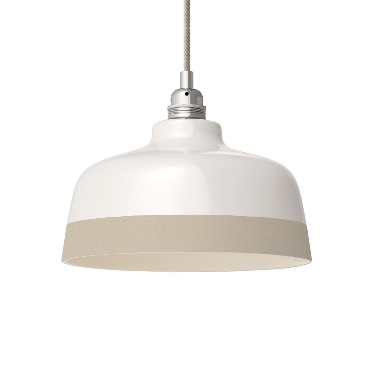 Paralume Coppa bicolore in ceramica Bianco e Tortora, collezione Materia - Made in Italy