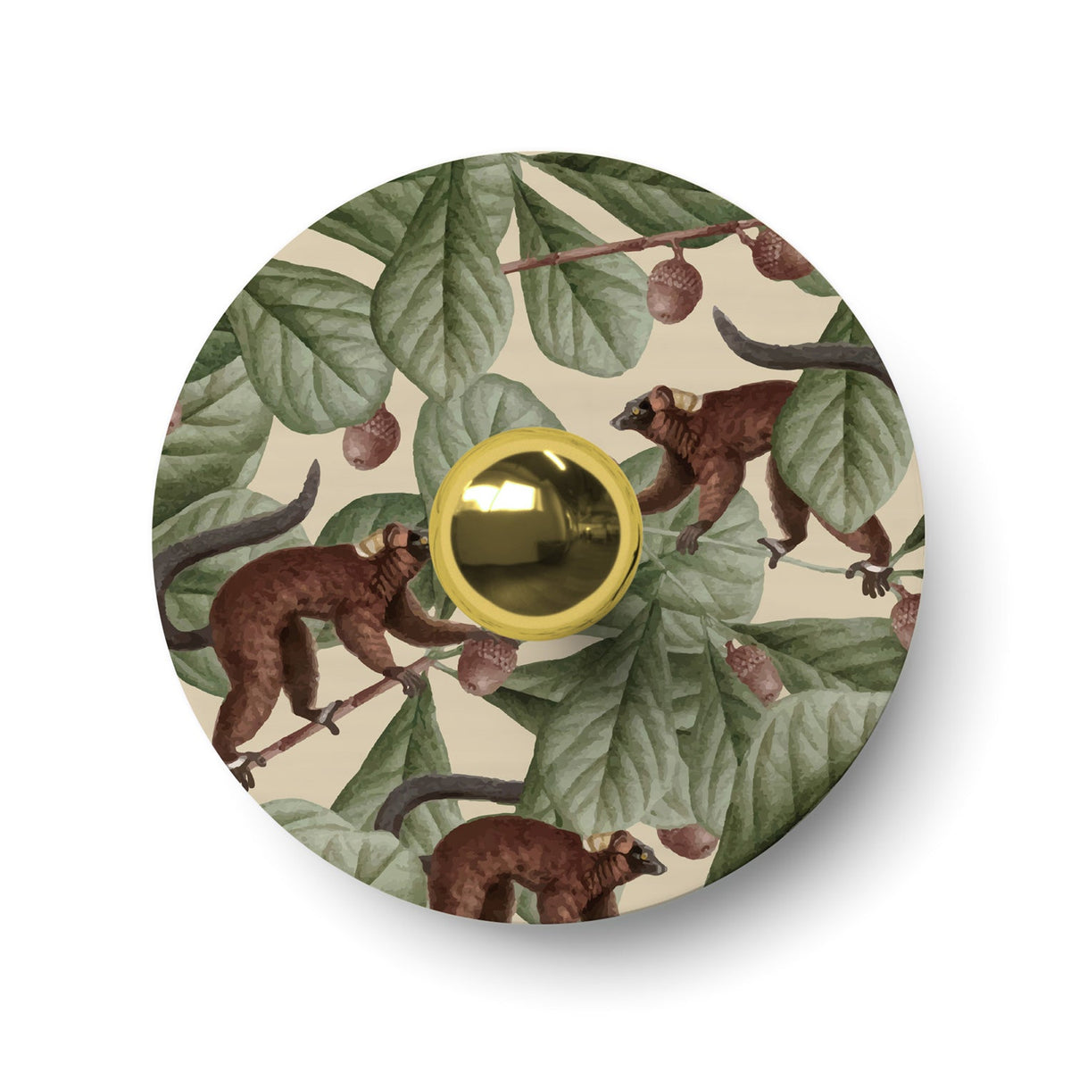 Paralume mini piatto Ellepì con animali della giungla 'Wildlife Whispers' Animali Lemuri, diametro 24 cm - Made in Italy