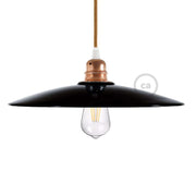 Paralume Piatto in ceramica per sospensione - Made in Italy - Nero - Rame
