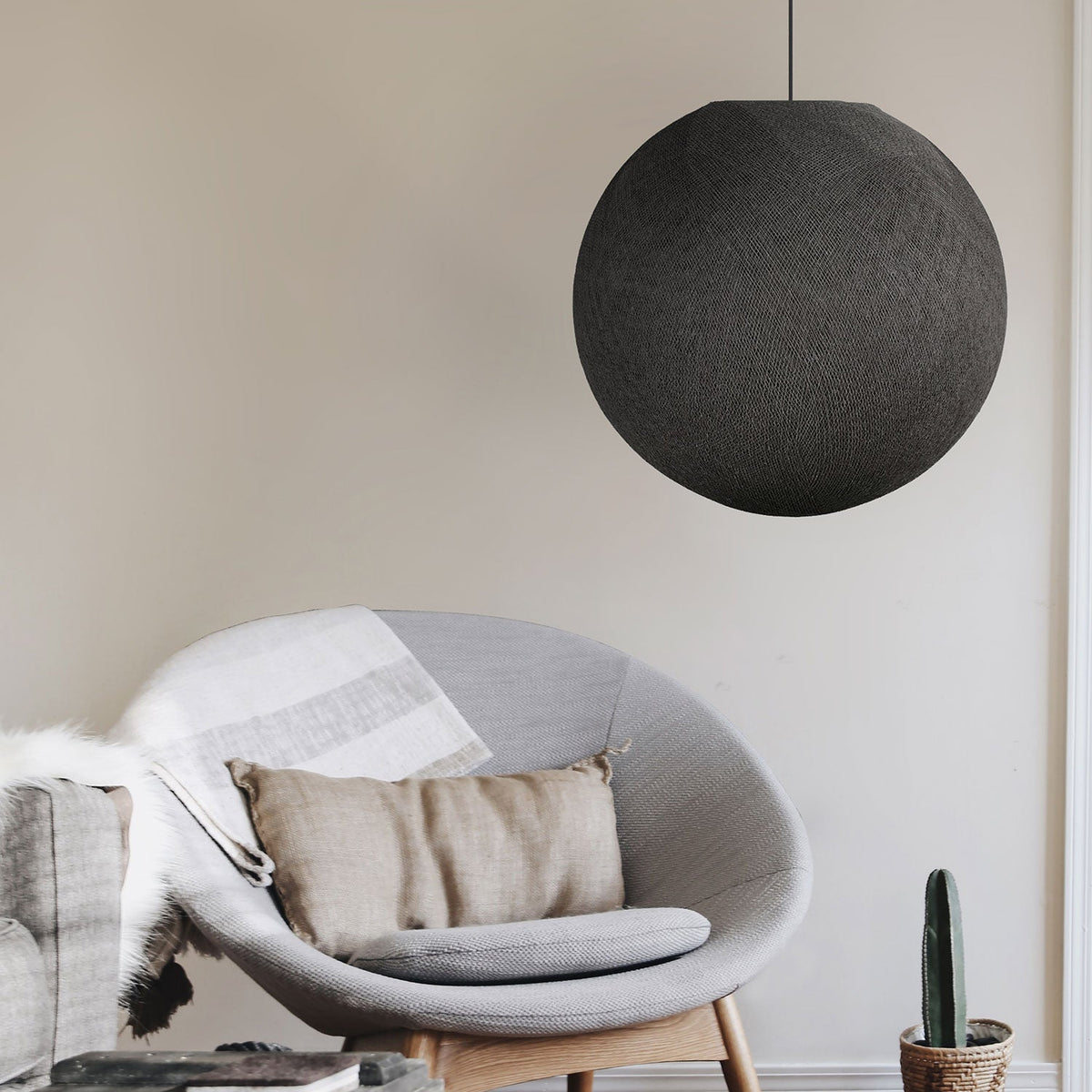 Paralume Sfera Light in filo fatto a mano - Poliestere Grigio antracite