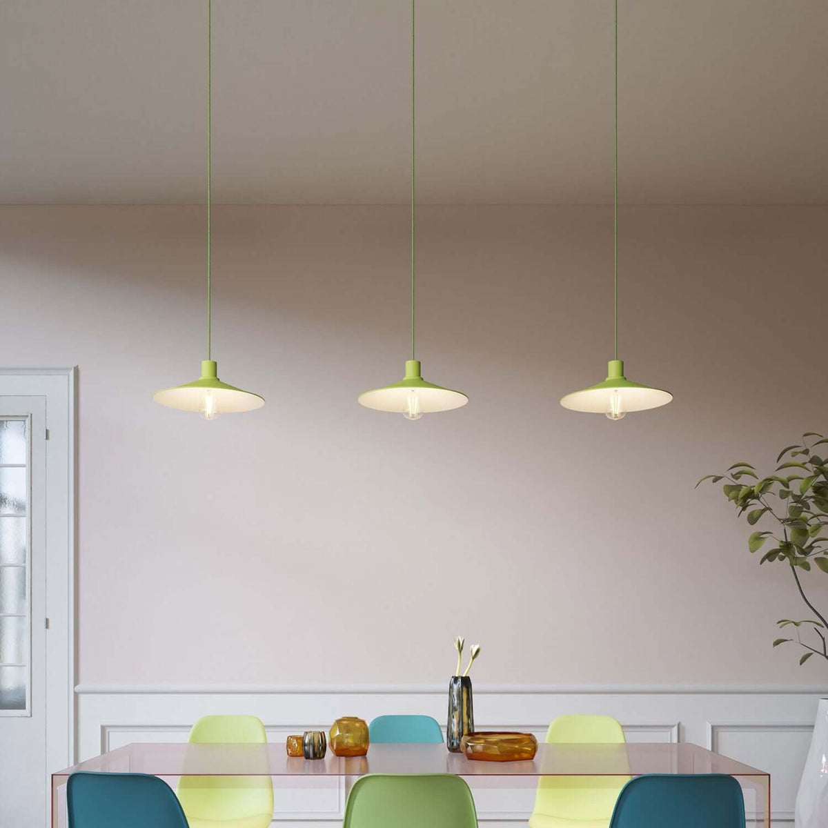 Paralume Swing in metallo smaltato per portalampada E27 - Verde prato