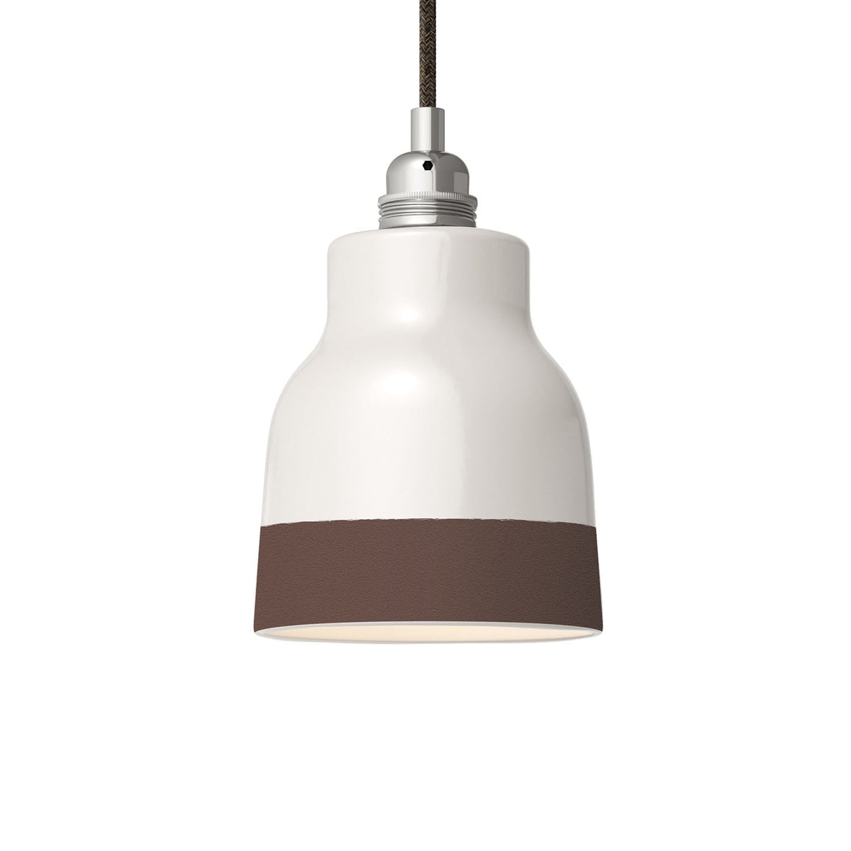 Paralume Vaso bicolore in ceramica Bianco e Marrone, collezione Materia - Made in Italy