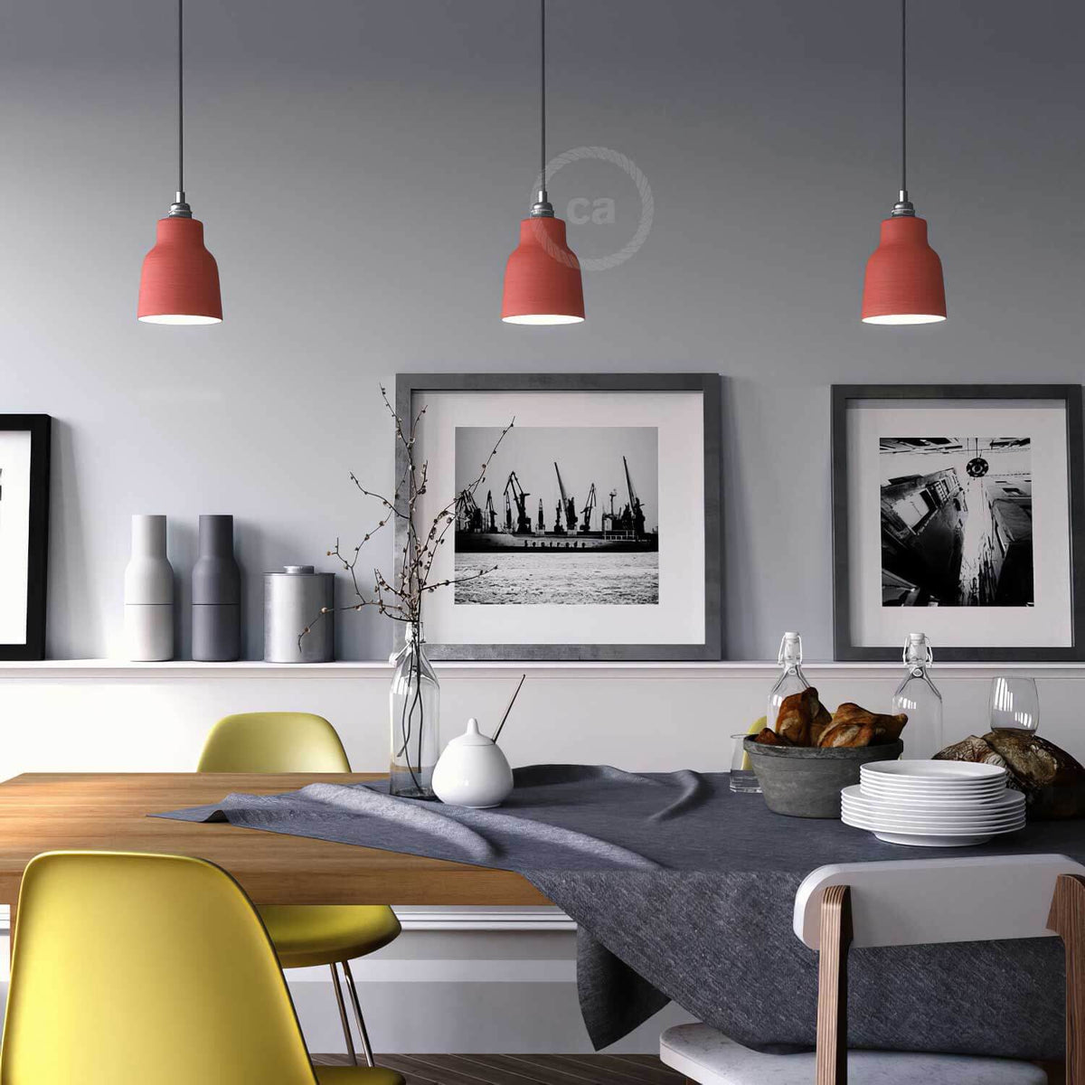 Paralume Vaso in ceramica, collezione Materia - Made in Italy - Corallo striato