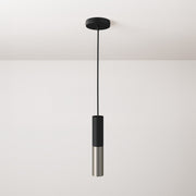 Lampada a sospensione completa di cavo tessile e doppio paralume Tub-E14 - Nero e Titanio satinato