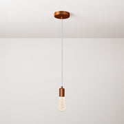 Lampada a sospensione completa di cavo tessile e finiture in metallo satinato - Rame satinato