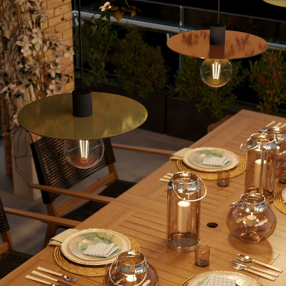 Piatto Ellepì oversize in Dibond per lampade a sospensione da esterni, diametro 40 cm - Made in Italy - Rame e Bronzo