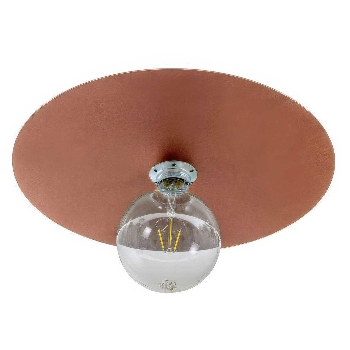 Piatto Ellepì oversize in ferro verniciato per lampade a sospensione, diametro 40 cm - Made in Italy - Rame