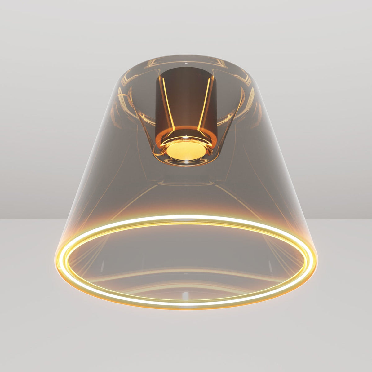 Plafoniera design con lampadina Ghost a cono smoky - Nero