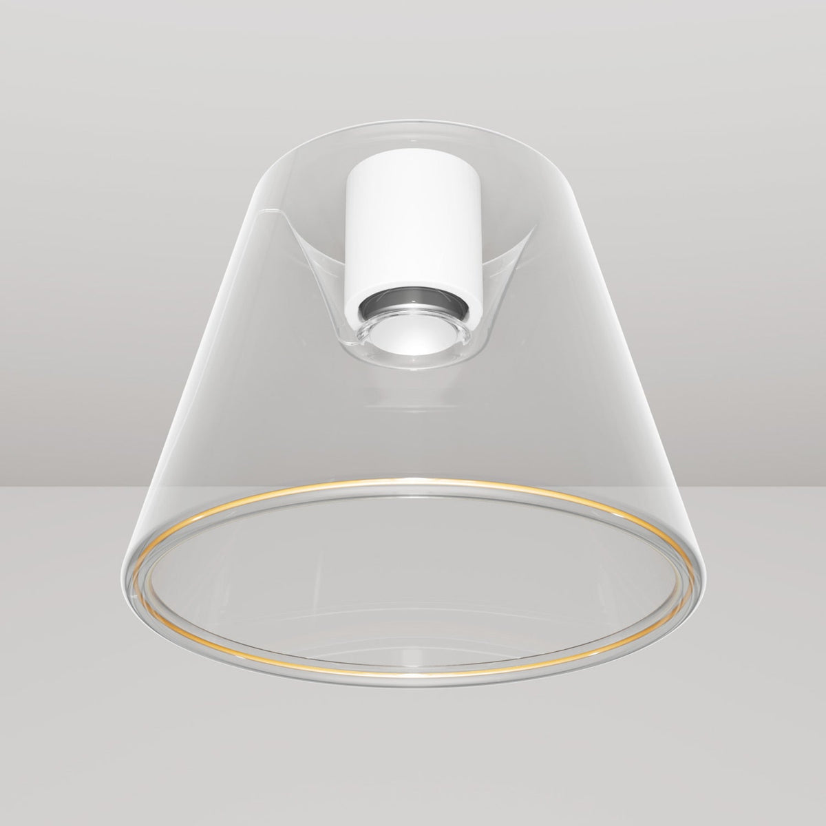 Plafoniera design con lampadina Ghost a cono trasparente - Bianco