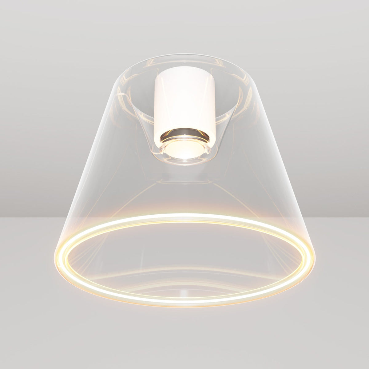 Plafoniera design con lampadina Ghost a cono trasparente - Bianco