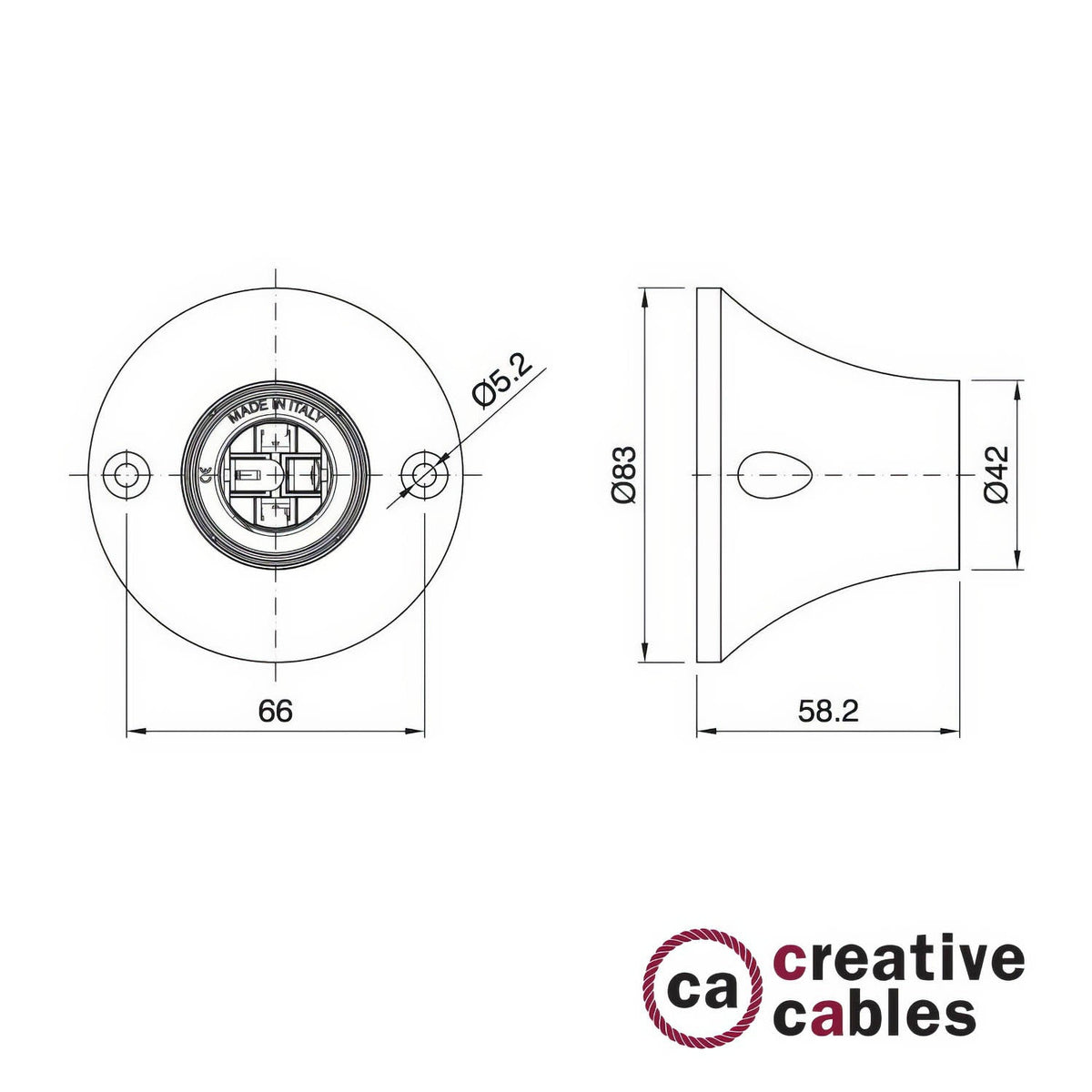 Portalampada 90° E27 a parete o soffitto in termoplastica - Nero