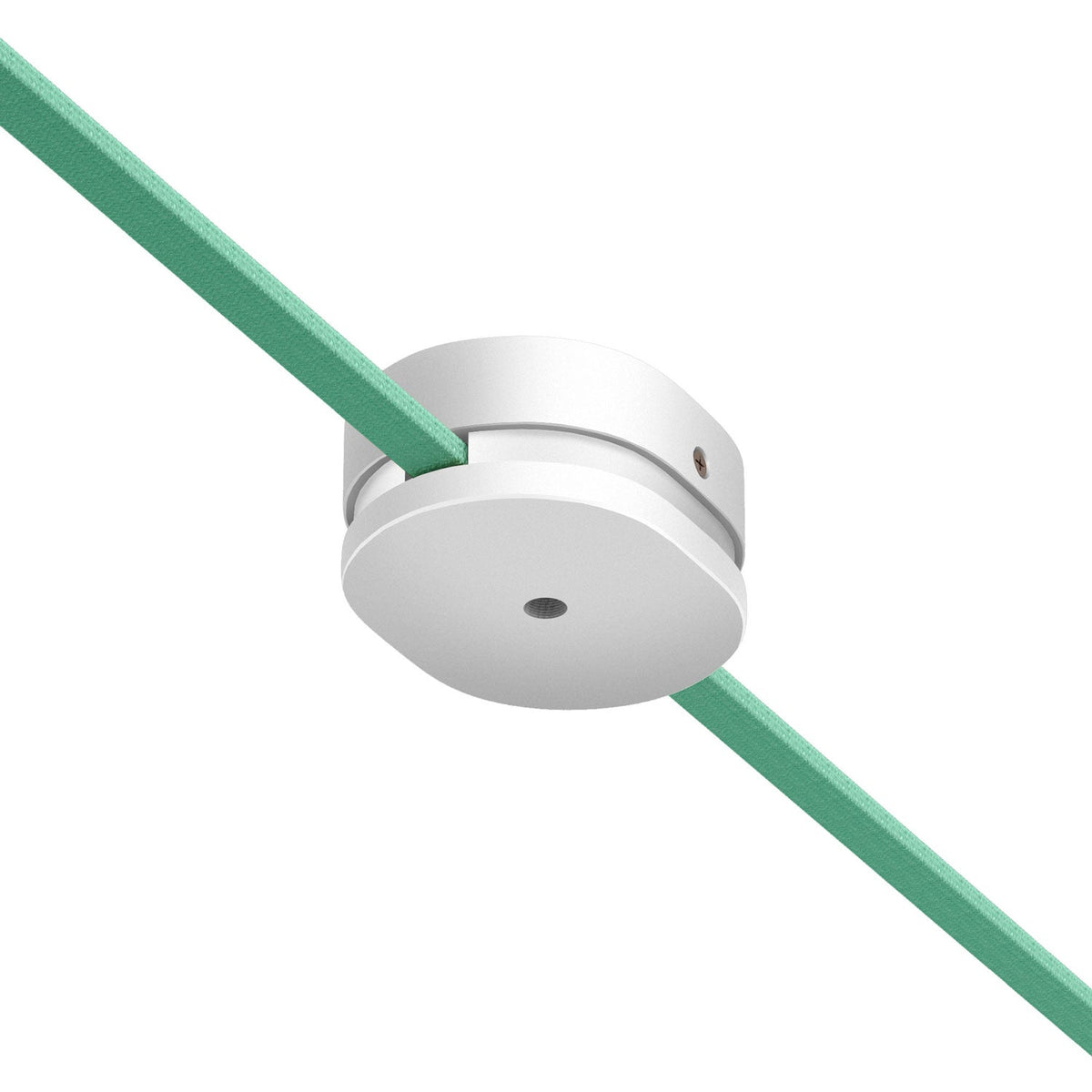 Rosone ovale in legno con un foro centrale e 2 fori laterali per cavo per catenaria e sistema Filé. Made in Italy - Bianco