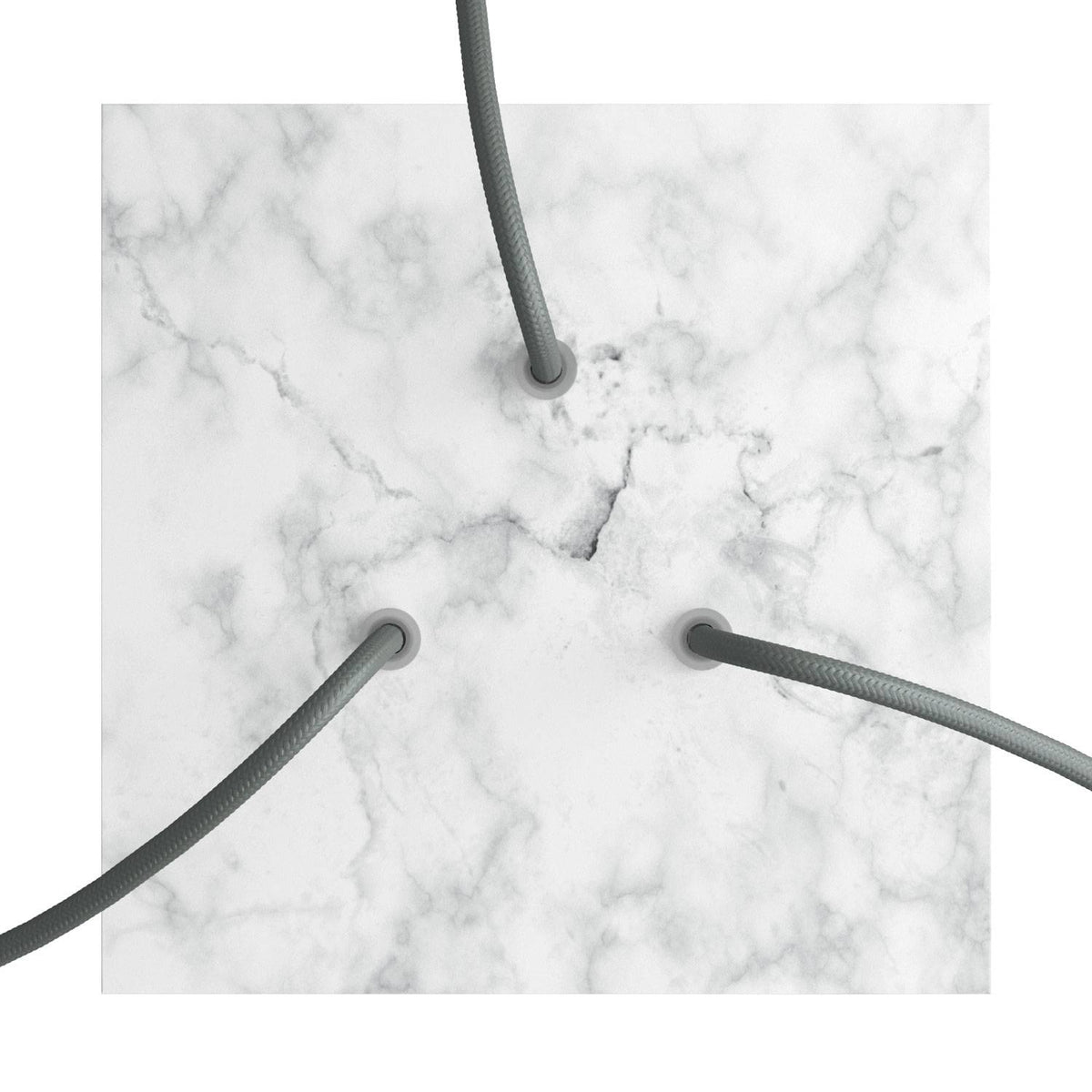 Rosone Rose-One quadrato, 200 mm con 3 fori e 4 fori laterali - Marmo Carrara Bianco