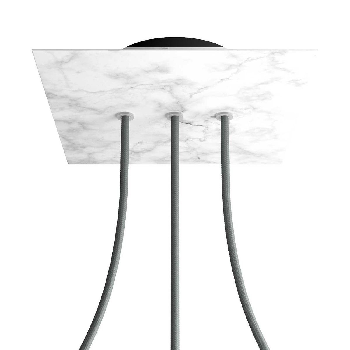 Rosone Rose-One quadrato, 200 mm con 3 fori in linea e 4 fori laterali - Marmo Carrara Nero