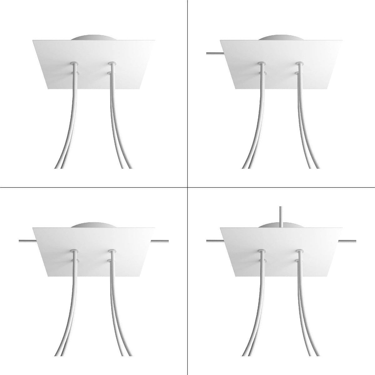 Rosone Rose-One quadrato, 200 mm con 4 fori e 4 fori laterali - Blu carta da zucchero Bianco