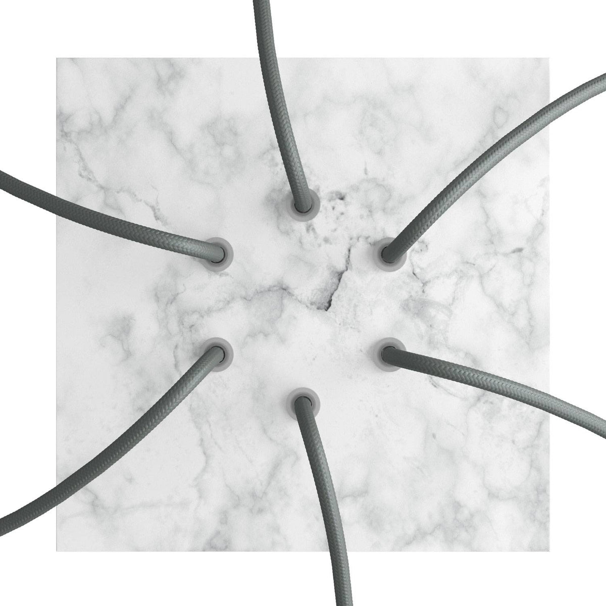 Rosone Rose-One quadrato, 200 mm con 6 fori e 4 fori laterali - Marmo Carrara Bianco