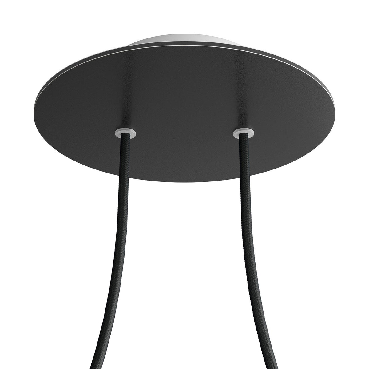 Rosone Rose-One rotondo, diametro 200 mm con 2 fori e 4 fori laterali - Nero opaco Bianco