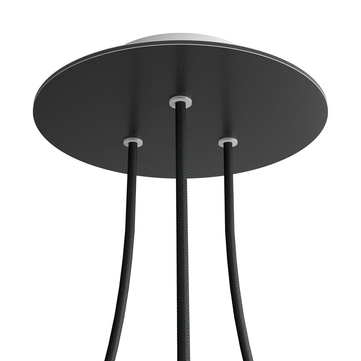 Rosone Rose-One rotondo, diametro 200 mm con 3 fori e 4 fori laterali - Nero opaco Bianco