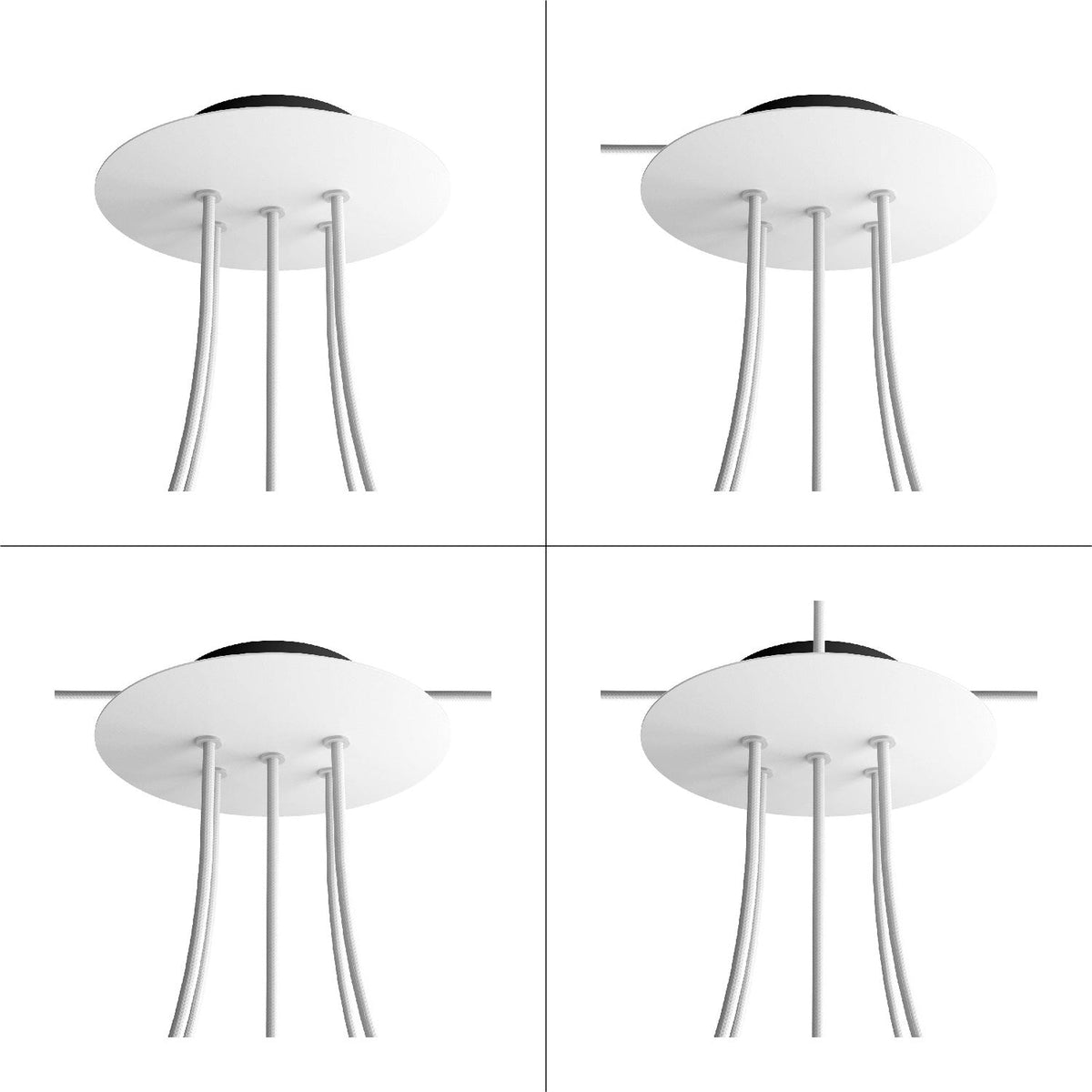 Rosone Rose-One rotondo, diametro 200 mm con 5 fori e 4 fori laterali - Nero opaco Nero