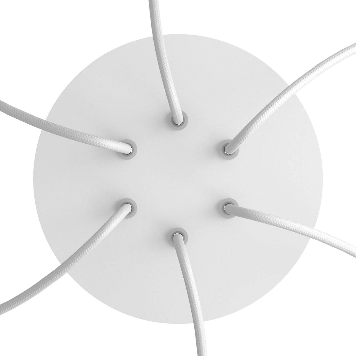 Rosone Rose-One rotondo, diametro 200 mm con 6 fori e 4 fori laterali - Bianco opaco Bianco
