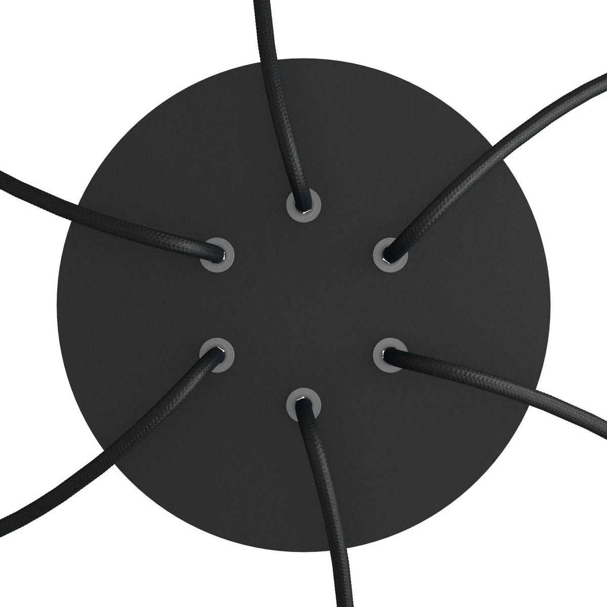 Rosone Rose-One rotondo, diametro 200 mm con 6 fori e 4 fori laterali - Nero opaco Bianco