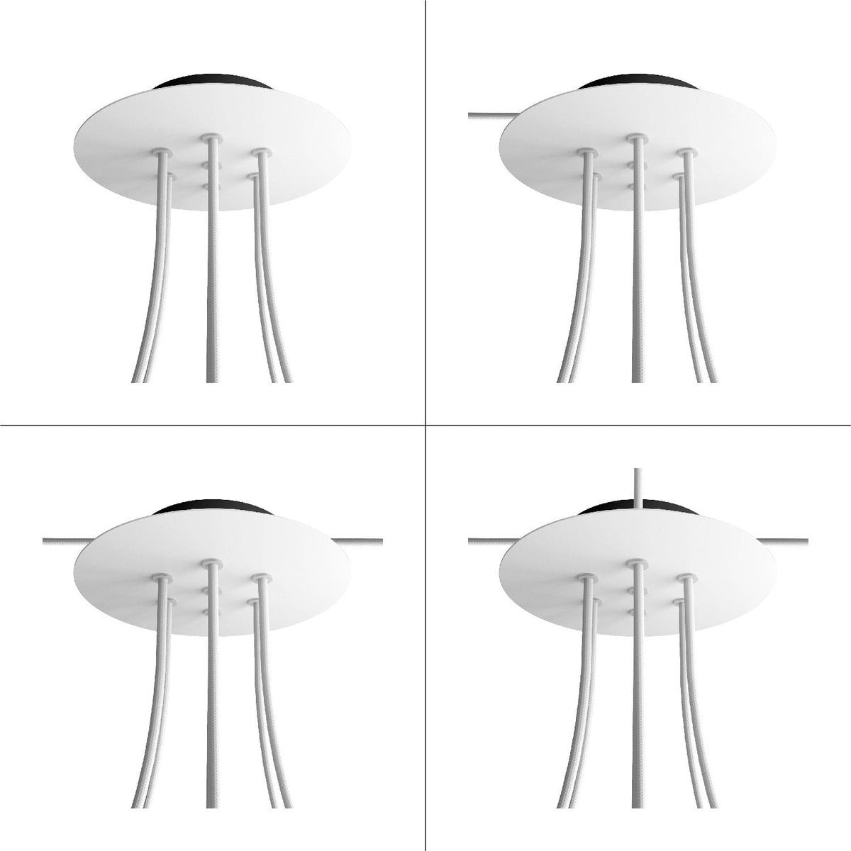 Rosone Rose-One rotondo, diametro 200 mm con 7 fori e 4 fori laterali - Antracite Nero