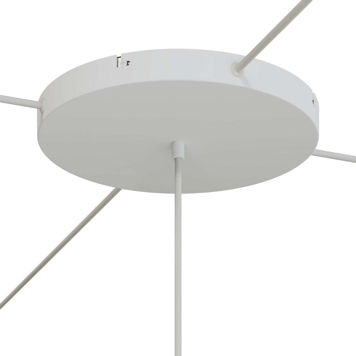 Rosone rotondo in alluminio Ø 30 cm con staffa e cavo di messa a terra, con 1 foro centrale - Bianco Opaco 4