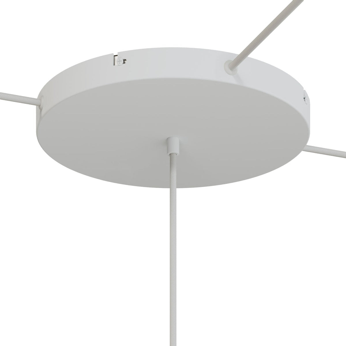 Rosone rotondo in alluminio Ø 30 cm con staffa e cavo di messa a terra, con 1 foro centrale - Bianco Opaco 3