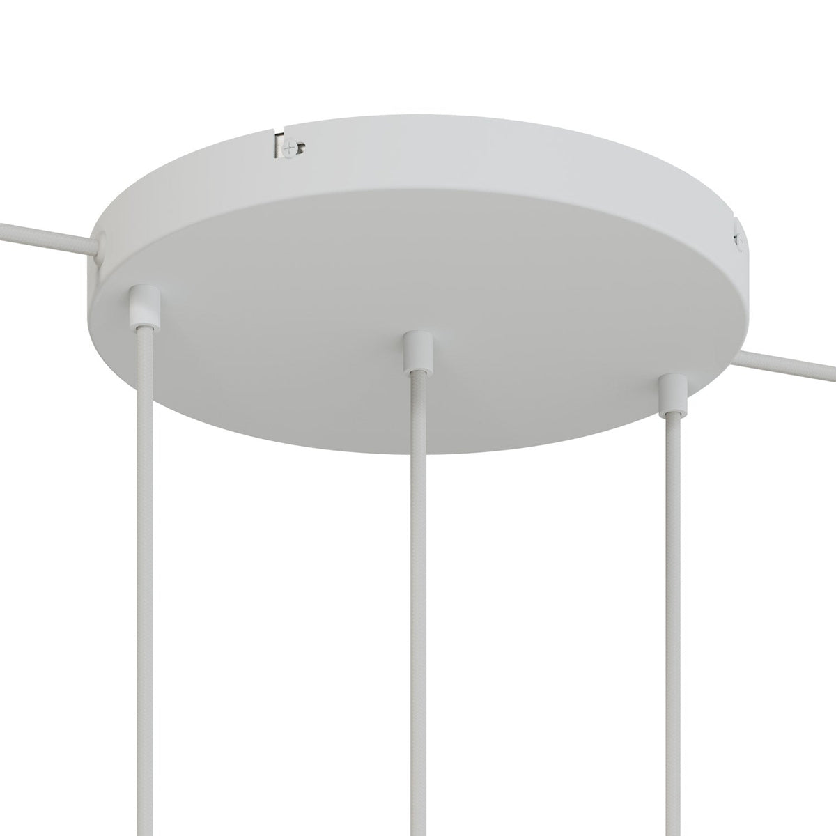 Rosone rotondo in alluminio Ø 30 cm con staffa e cavo di messa a terra, con 3 fori frontali - Bianco Opaco 2