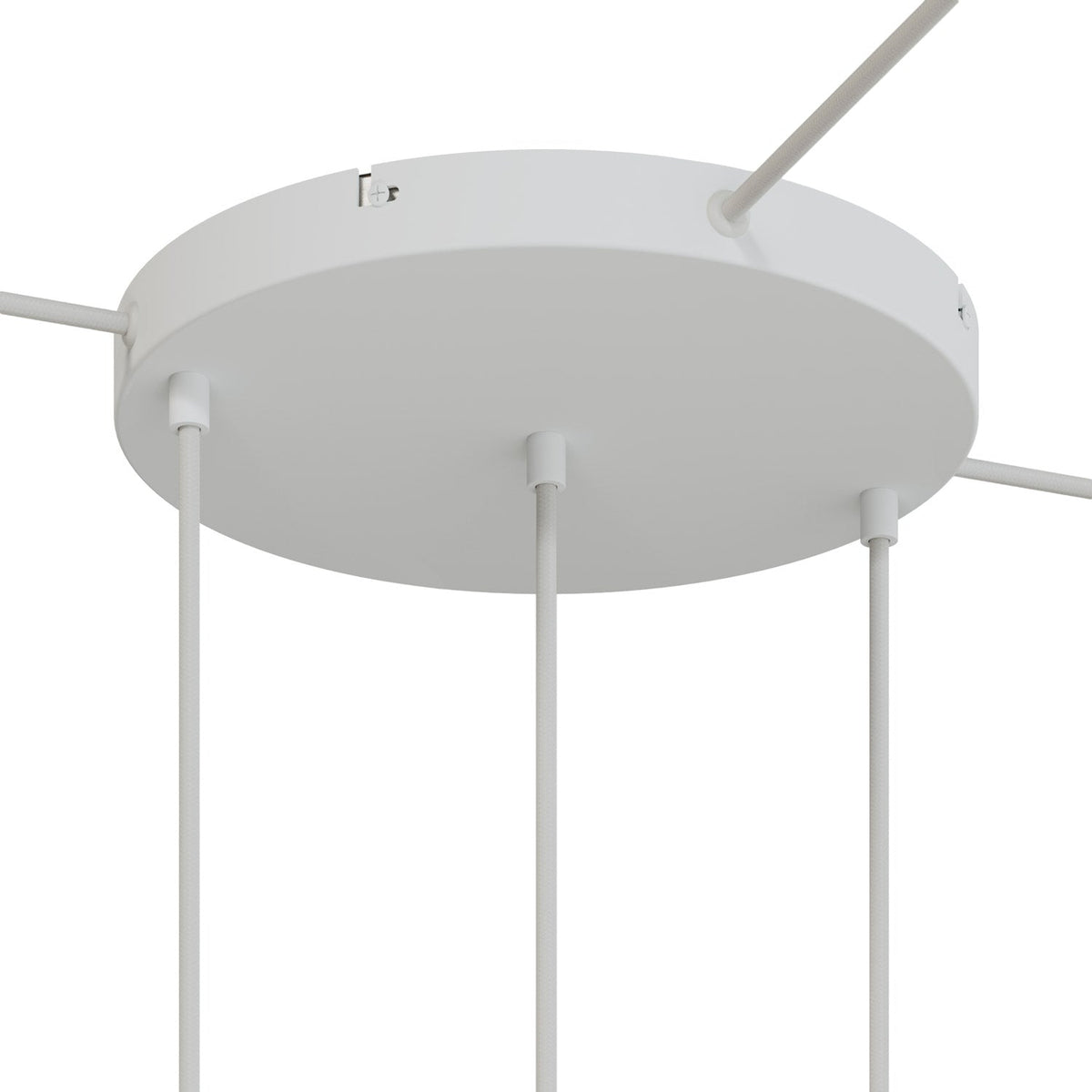 Rosone rotondo in alluminio Ø 30 cm con staffa e cavo di messa a terra, con 3 fori frontali - Bianco Opaco 3