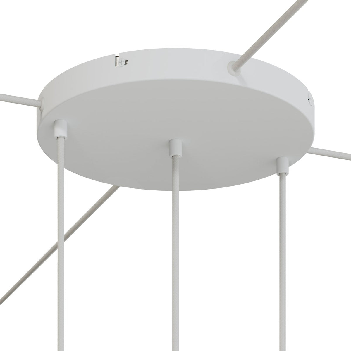 Rosone rotondo in alluminio Ø 30 cm con staffa e cavo di messa a terra, con 3 fori frontali - Bianco Opaco 4