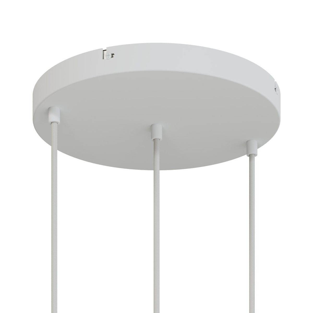 Rosone rotondo in alluminio Ø 30 cm con staffa e cavo di messa a terra, con 3 fori frontali - Bianco Opaco 0