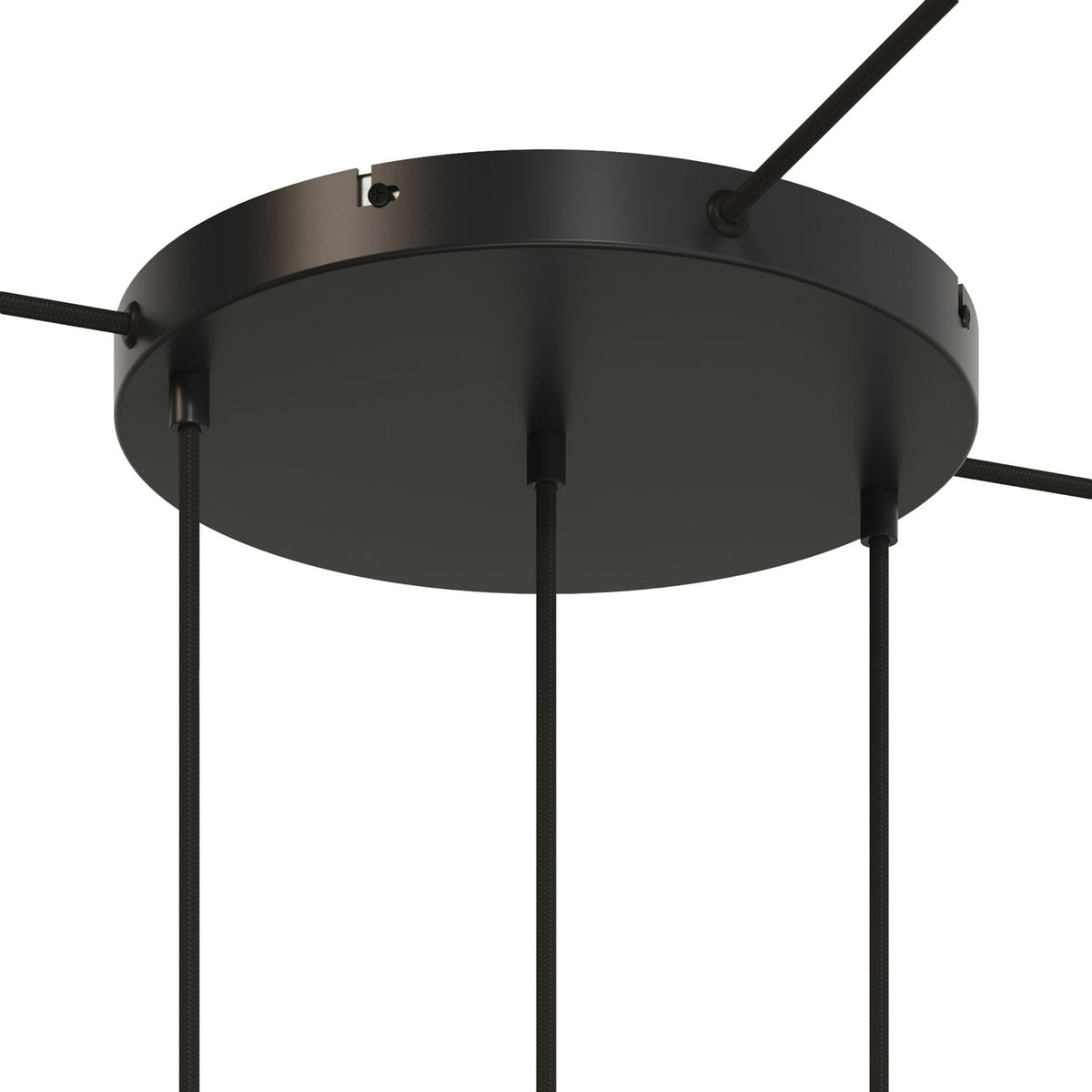 Rosone rotondo in alluminio Ø 30 cm con staffa e cavo di messa a terra, con 3 fori frontali - Nero 3