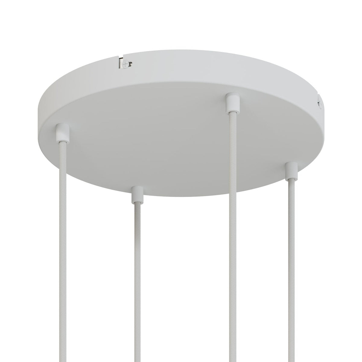 Rosone rotondo in alluminio Ø 30 cm con staffa e cavo di messa a terra, con 4 fori frontali - Bianco Opaco 0