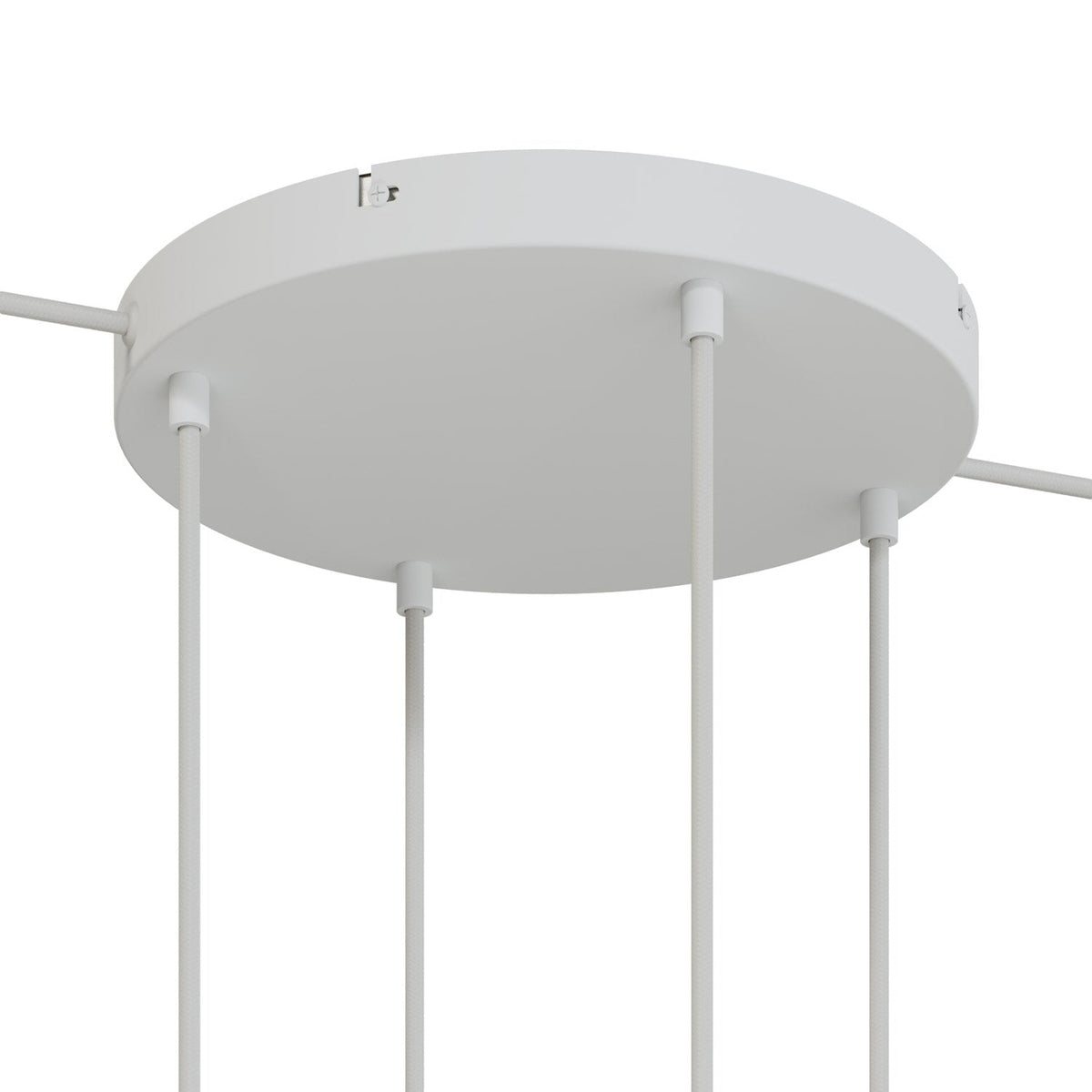Rosone rotondo in alluminio Ø 30 cm con staffa e cavo di messa a terra, con 4 fori frontali - Bianco Opaco 2